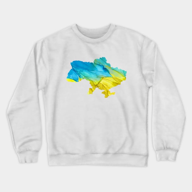 Watercolor Ukranian Map Crewneck Sweatshirt by HetmanArt